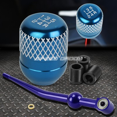 КОРОТКИЙ РЫЧАГ ПЕРЕКЛЮЧЕНИЯ ПЕРЕДАЧ ИЗ СИНЕГО АЛЮМИНИЯ С ОДНИМ ИЗГИБОМ + ГОЛУБАЯ 5-СТУПЕНЧАТАЯ РУЧКА С СЕТКОЙ ДЛЯ EK/ EJ/ EG/DC