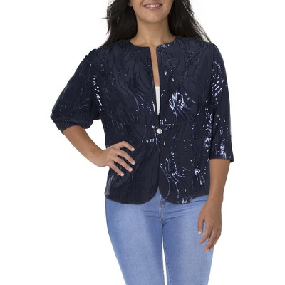 

Alex Evenings Womens Navy Metallic Office Wear Blazer Jacket Plus  BHFO 9965