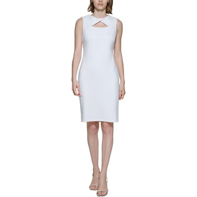 Женское офисное платье-футляр Calvin Klein с вырезом цвета слоновой кости для работы 6 BHFO 3153
