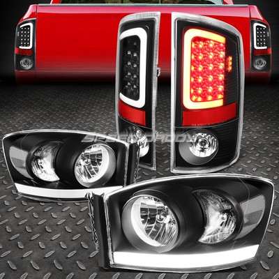 ЧЕРНЫЙ КОРПУС, ПРОЗРАЧНАЯ ФАРА + DRL + ПРОЗРАЧНАЯ СВЕТОДИОДНАЯ ПАНЕЛЬ, ЗАДНИЙ ТОРМОЗНОЙ ФОНАРЬ ДЛЯ 07-09 RAM