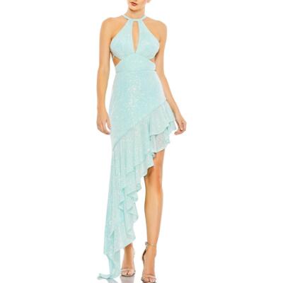 Pre-owned Mac Duggal Ieena For  Womens Sequined Maxi Evening Dress Gown Bhfo 4916 In Blue