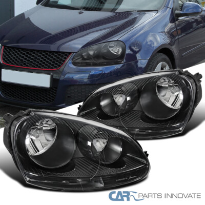 Fit VW 05-10 Golf Mk5 Jetta Rabbit Replacement Black Clear Headlights Head Lamps