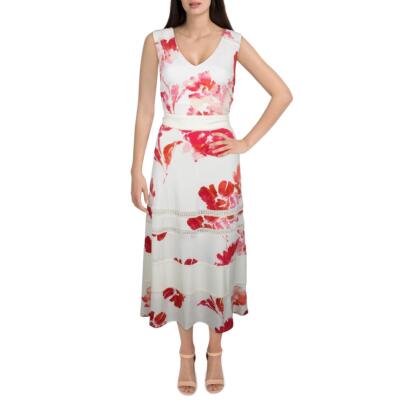 

Женское белое трикотажное летнее платье миди Taylor  BHFO 8043, White/pink