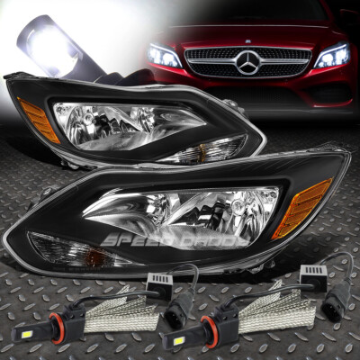 ЧЕРНАЯ ФАРА + ЖЕЛТЫЙ УГЛОВОЙ СИГНАЛ + БЕЛАЯ СВЕТОДИОДНАЯ СИСТЕМА 6000K ДЛЯ FORD FOCUS 12-14