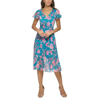 Летнее миди-платье Kensie Womens Blue Metallic Summer Fit & Flare 8 BHFO 1698