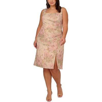 Женское розовое платье-футляр миди с цветочным принтом Adrianna Papell Plus 20W BHFO 1883