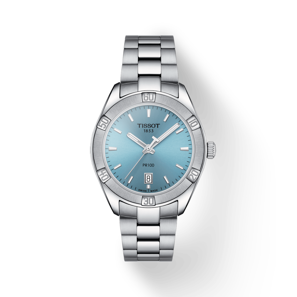 Pre-owned Tissot Pr 100 Sport Chic Light Ice Blue Women's Watch 36mm T101.910.11.351.00