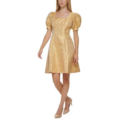Женское платье Calvin Klein Mini Fit & Flare цвета золотой металлик 8 BHFO 2068