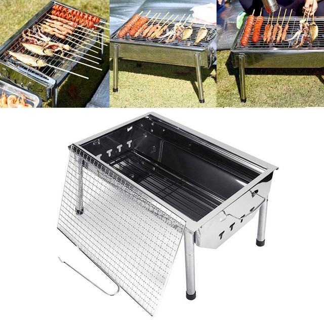 Foldable BBQ Barbecue Grill Stove Stainless Steel Outdoor Garden BBQ