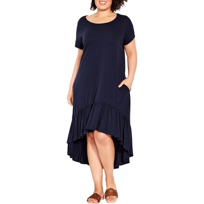 Zim & Zoe Womens Navy Cotton Mid Calf Everyday Shift Dress 22/24W BHFO 6576