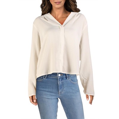 

La Classe Couture Женская белая блузка с воротником-стойкой и высоким воротником  BHFO 7997, Off white