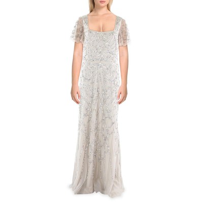 

Женское бежевое вечернее платье макси с пайетками Adrianna Papell  BHFO 9115, Biscotti