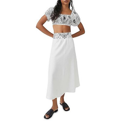 Free People Womens White Embroidered Long Boho Maxi Skirt XS BHFO 1942