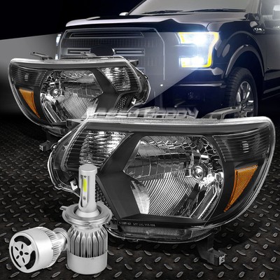 ЧЕРНАЯ ФАРА КОРПУСА + ЯНТАРНЫЙ УГОЛОК + БЕЛЫЙ СВЕТОДИОД H4 HID с ВЕНТИЛЯТОРОМ ДЛЯ 12-15 TACOMA