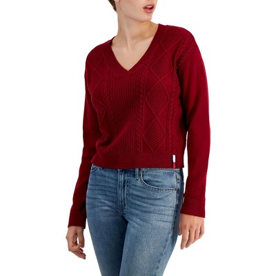 Tommy Jeans Womens Cable Knit V-neck Long Sleeve Pullover Sweater Top BHFO 5866