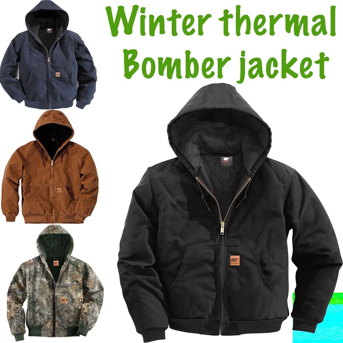 Winter Thermal Quilted Bomber Jacket Hard Work Sandstone