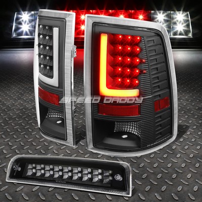 3D LED L-ОБРАЗНАЯ ПОЛОСА ЧЕРНОГО ПРОЗРАЧНОГО ЗАДНЕГО ФОНАРЯ + ДВУХРЯДНЫЙ 3-Й СТОП-СИГНАЛ ДЛЯ 10-16 DODGE RAM