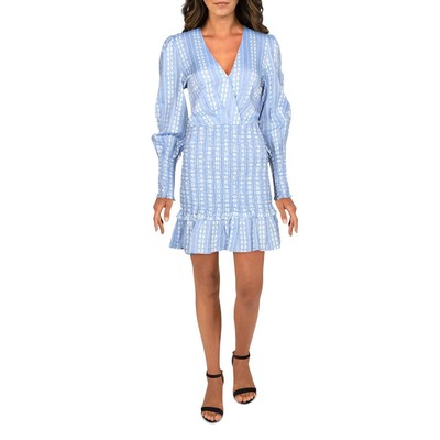 

Женское дневное платье миди LINI Holly Blue Surplice с принтом  BHFO 5862, Blue/white