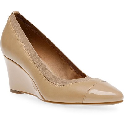 Женские бежевые туфли-лодочки на танкетке из искусственной кожи Anne Klein 6 Medium (B, M) BHFO 7895