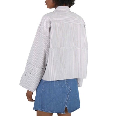Pre-owned Maison Margiela Mm6  Ladies Striped Cotton Cropped Shirt In Multicolor