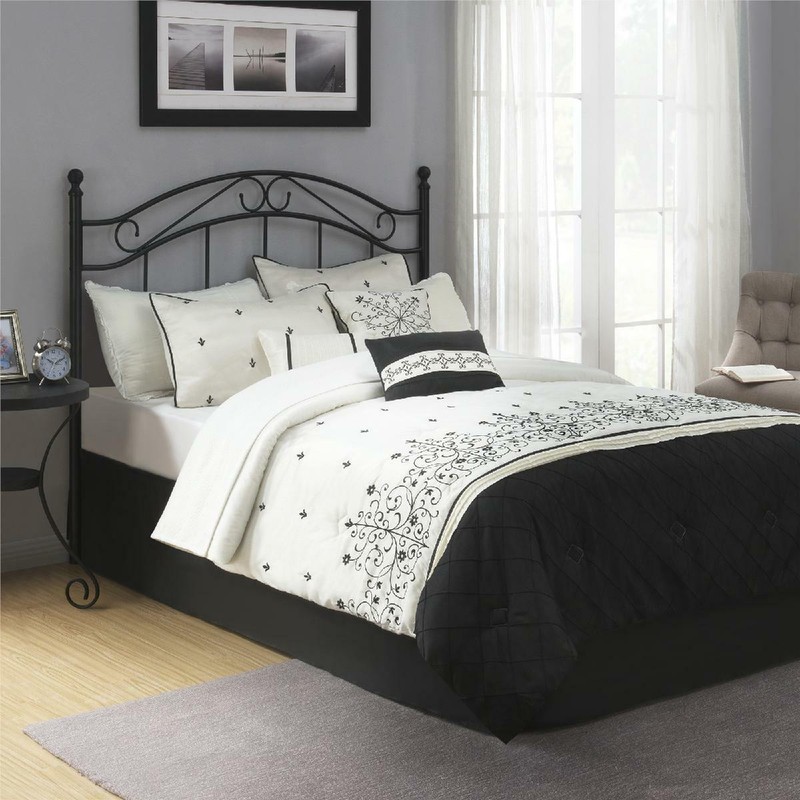 Metal Bed Frame Bed Headboard Only Modern Bedroom Durable Full Queen Size Black