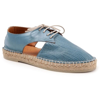 Bueno Womens Nimi Blue Leather Flats Espadrilles Shoes 40 Medium(B,M) BHFO 9775