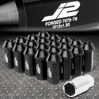 J2 ENGINEERING 7075 АЛЮМИНИЙ M12X1.5 20ШТ 45 ММ ГАЙКА С ОТКРЫТЫМ НАКОНЕЧНИКОМ + АДАПТЕР ЧЕРНЫЙ