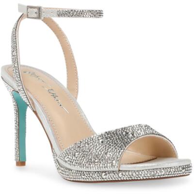 Женские туфли на каблуке с открытым носком и ремешком на щиколотке Suni Sparkle Betsey Johnson BHFO 8450