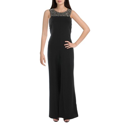 Женский черный комбинезон Calvin Klein с широкими штанинами и украшениями 6 BHFO 2593