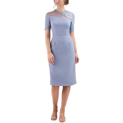 Женское платье для коктейлей и вечеринок из голубого сатина JS Collections Evening 10 BHFO 0301