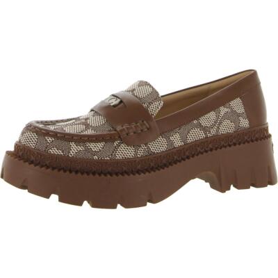 

Женские лоферы без шнуровки Coach на жаккардовой коже с выступами на подошве BHFO 6398, Cocoa/saddle, Jacquard