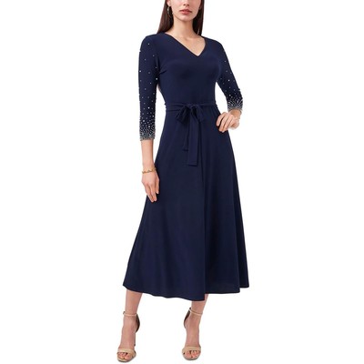 

Женское вязаное коктейльное платье миди темно-синего цвета MSK  BHFO 9050, Lovely navy