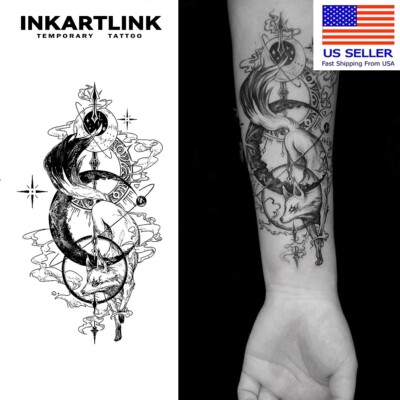 INKARTLINK 2 piece Fox Fairy semi-permanent temporary waterpoof tattoo