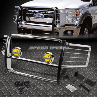 ХРОМИРОВАННАЯ РЕШЕТКА РАДИАТОРА + КРУГЛАЯ ПРОТИВОТУМАННАЯ ФАРА ЯНТАРНОГО ЦВЕТА ДЛЯ 08-10 F250-F550 SD SUPERDUTY
