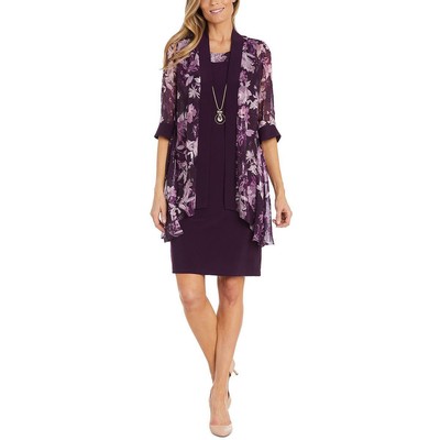 R&M Richards Женское фиолетовое мерцающее платье-жакет из двух частей Petites 8P BHFO 2430