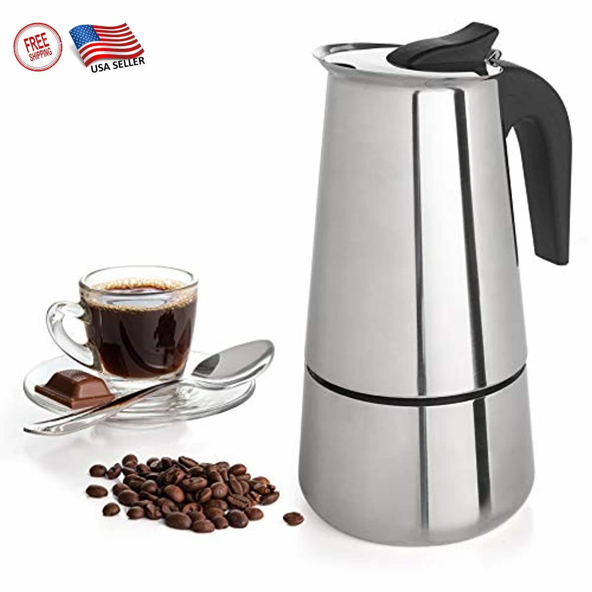 Heavy Duty Coffee Maker Pot Stovetop Espresso Percolator Design