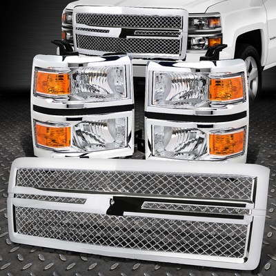 ХРОМИРОВАННЫЙ КОРПУС ФАРЫ + ЯНТАРНЫЙ УГЛОВОЙ СИГНАЛ + РЕШЕТКА ИЗ АБС-ПЛАСТИКА ДЛЯ 14-15 SILVERADO