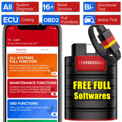 2024 THINKDIAG BT Car OBD2 Scanner Bidirectional All System Diagnostic Tool TPMS