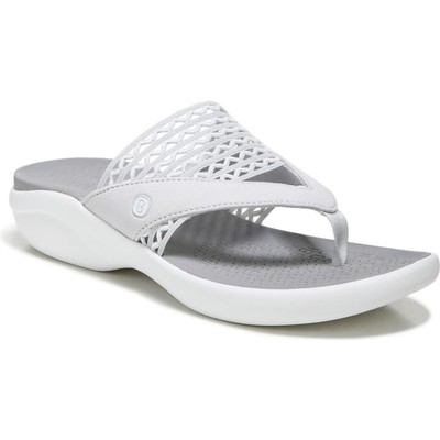 Bzees Womens Cabana Silver Slip On Flip-Flops Shoes 7 Wide (C,D,W) BHFO 5597