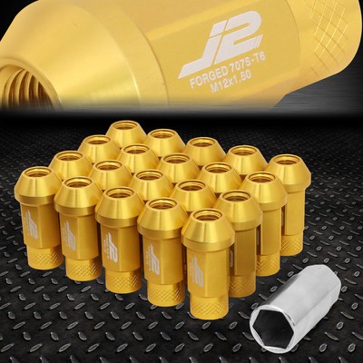 J2 ENGINEERING 7075 АЛЮМИНИЙ M12X1.5 20ШТ 50 ММ ГАЙКА С ОТКРЫТЫМ НАКОНЕЧНИКОМ + ПЕРЕХОДНИК ЗОЛОТОЙ