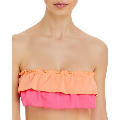 Однотонный женский купальник-бандо в полоску Kaia Pink с оборками, отделяющий L BHFO 9715