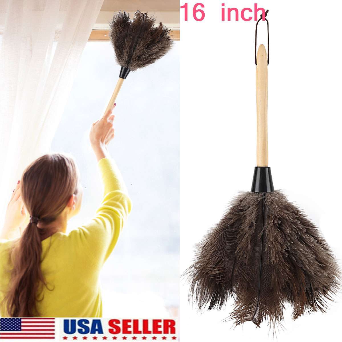 Fur Long Wood Handle Duster Brush Cleaning Tool