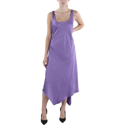 Женское фиолетовое миди-платье для коктейлей и вечеринок Lauren Ralph Lauren 10 BHFO 0802