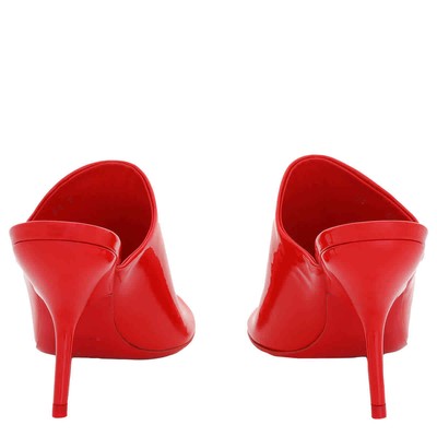 FERRAGAMO SALVATORE FERRAGAMO RED CALFSKIN OPEN-TOE SLIDE SANDALS