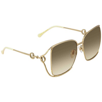 Pre-owned Gucci Brown Square Ladies Sunglasses Gg1020s 004 61 Gg1020s 004 61