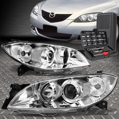 ДЛЯ 04-09 MAZDA 3 СЕДАН SDEAN ХРОМИРОВАННЫЕ ПРОЗРАЧНЫЕ УГЛОВЫЕ ФАРЫ-ПРОЕКТОРЫ + НАБОР ИНСТРУМЕНТОВ