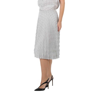 Pre-owned Burberry Ladies Tb Monogram Pleated High-waist Skirt In Multicolor