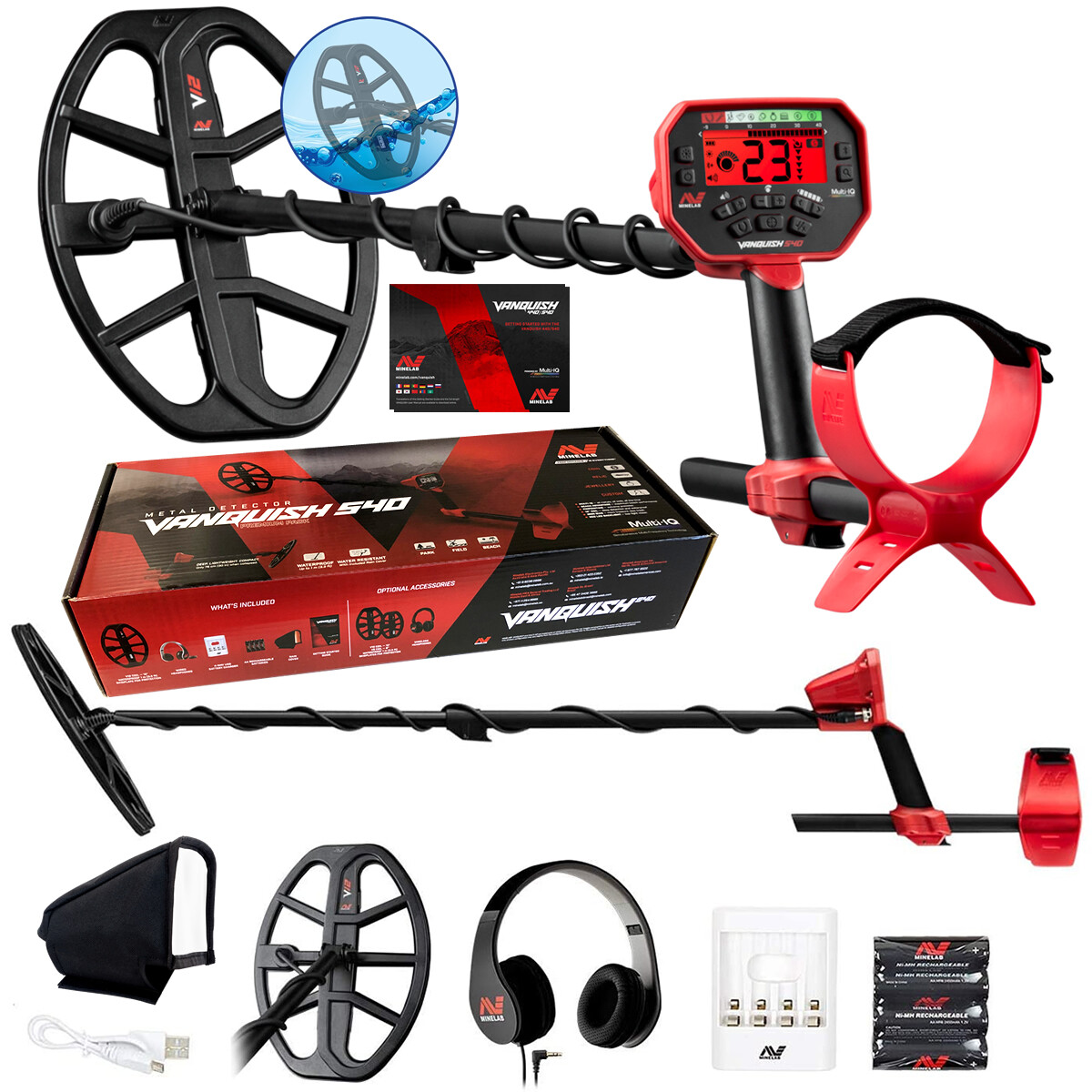 Minelab Vanquish 540 with Headphones, Waterproof 12" Coil, B