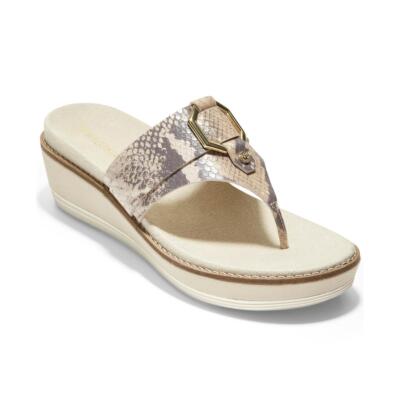 

Женские сандалии на плоской подошве Cole Haan Original Grand Beige 9 Medium (B,M) BHFO 5987, Python print/ivy nylon