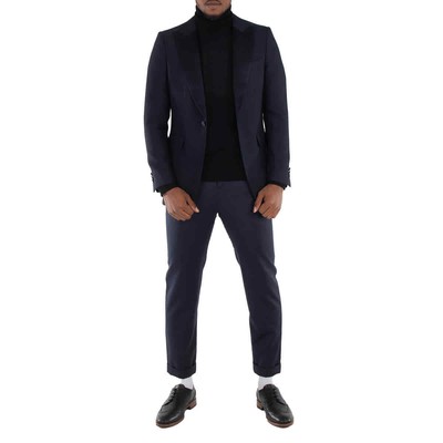 Pre-owned Burberry Wool Silk Blend English Fit Tailored Blazer Jacket In Blue